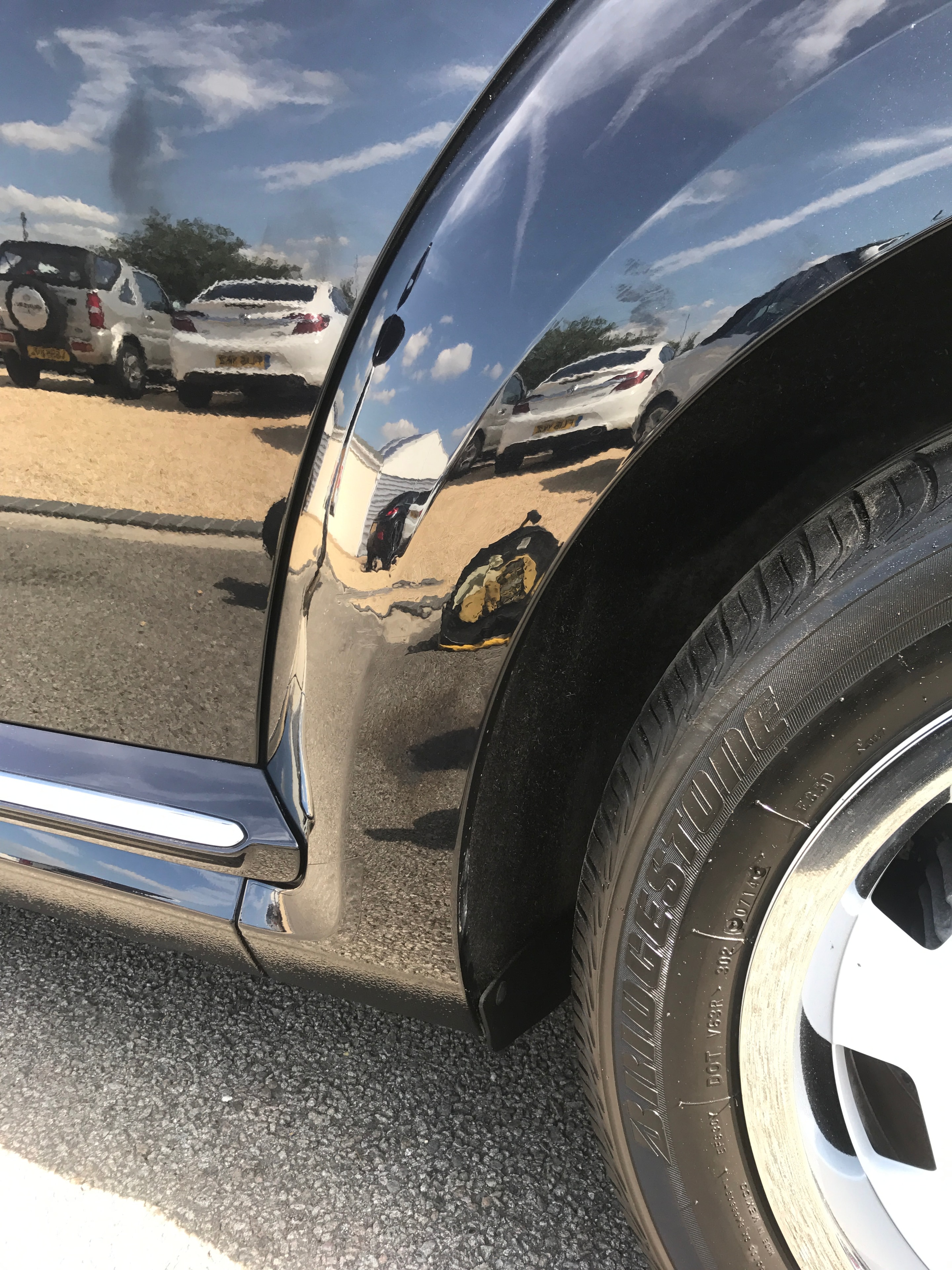 Panel dent — before paintless dent repair